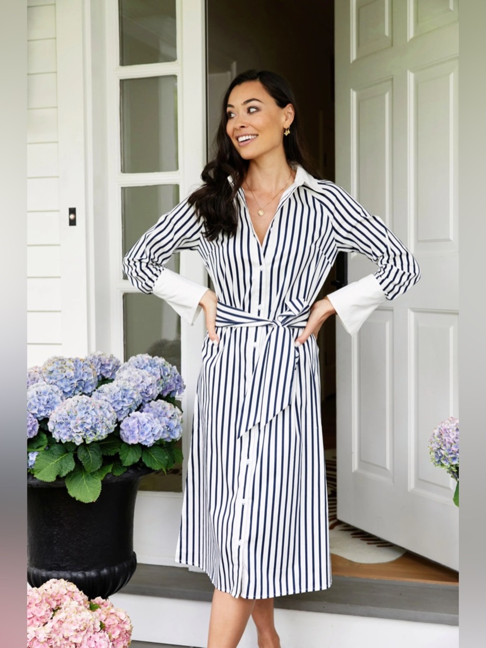 Everyone Loves The Weekend Kat Jamieson Striped Shirtdress Size Small- No belt